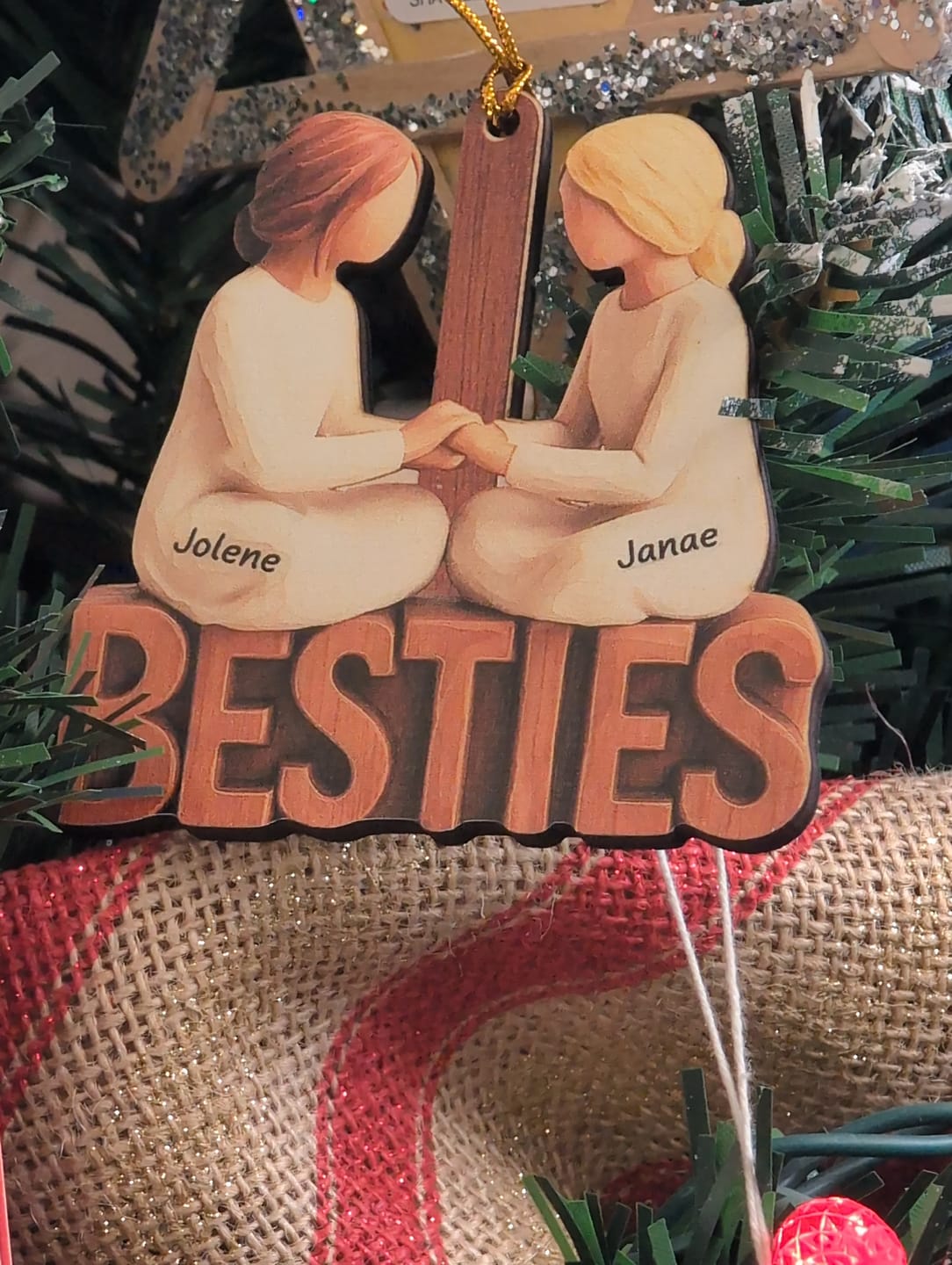 Customer photo review of Besties Forever Together - Personalized Wooden Ornament - Gift For Best Friends