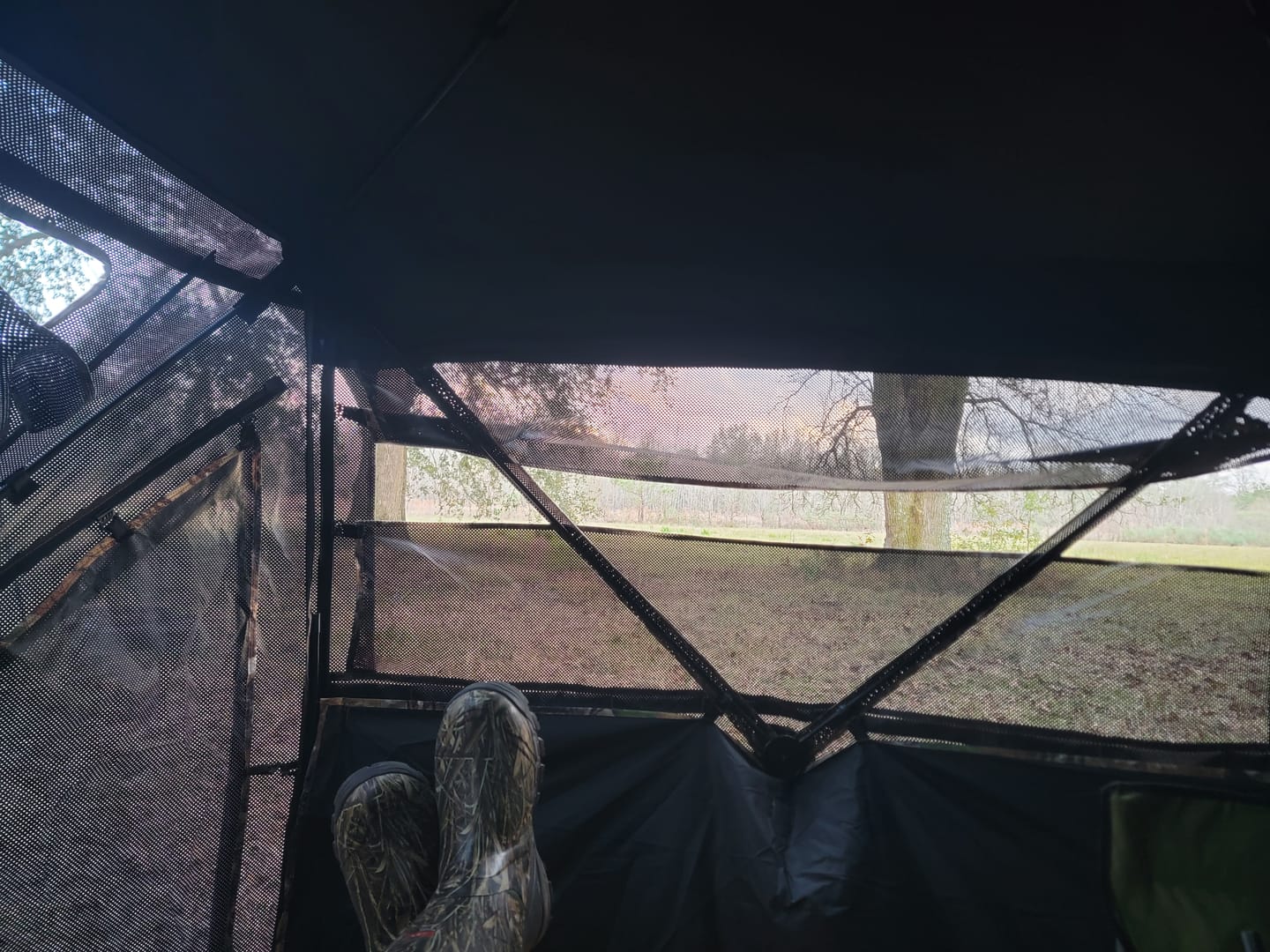 Customer photo review of VisST 270° See Through Ground Blinds | Pop Up Portable Blinds for 2 3 Person Deer Hunting with Silent Magnetic Door