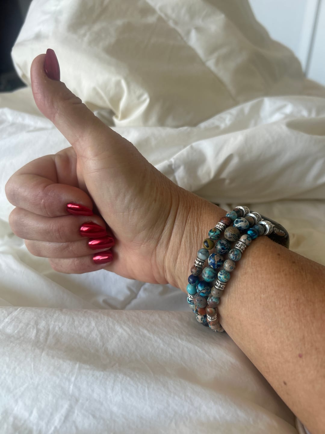 Customer photo review of Imperial Jasper Stretch Apple Watch Strap