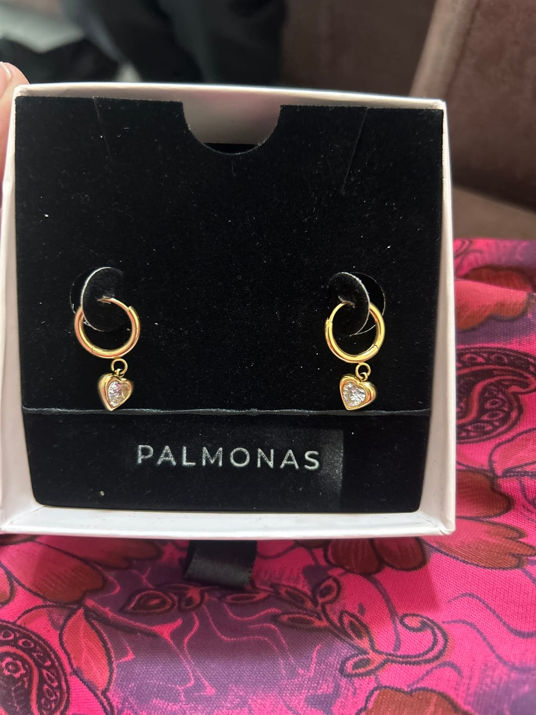 Customer photo review of Gemini Heart Hoops