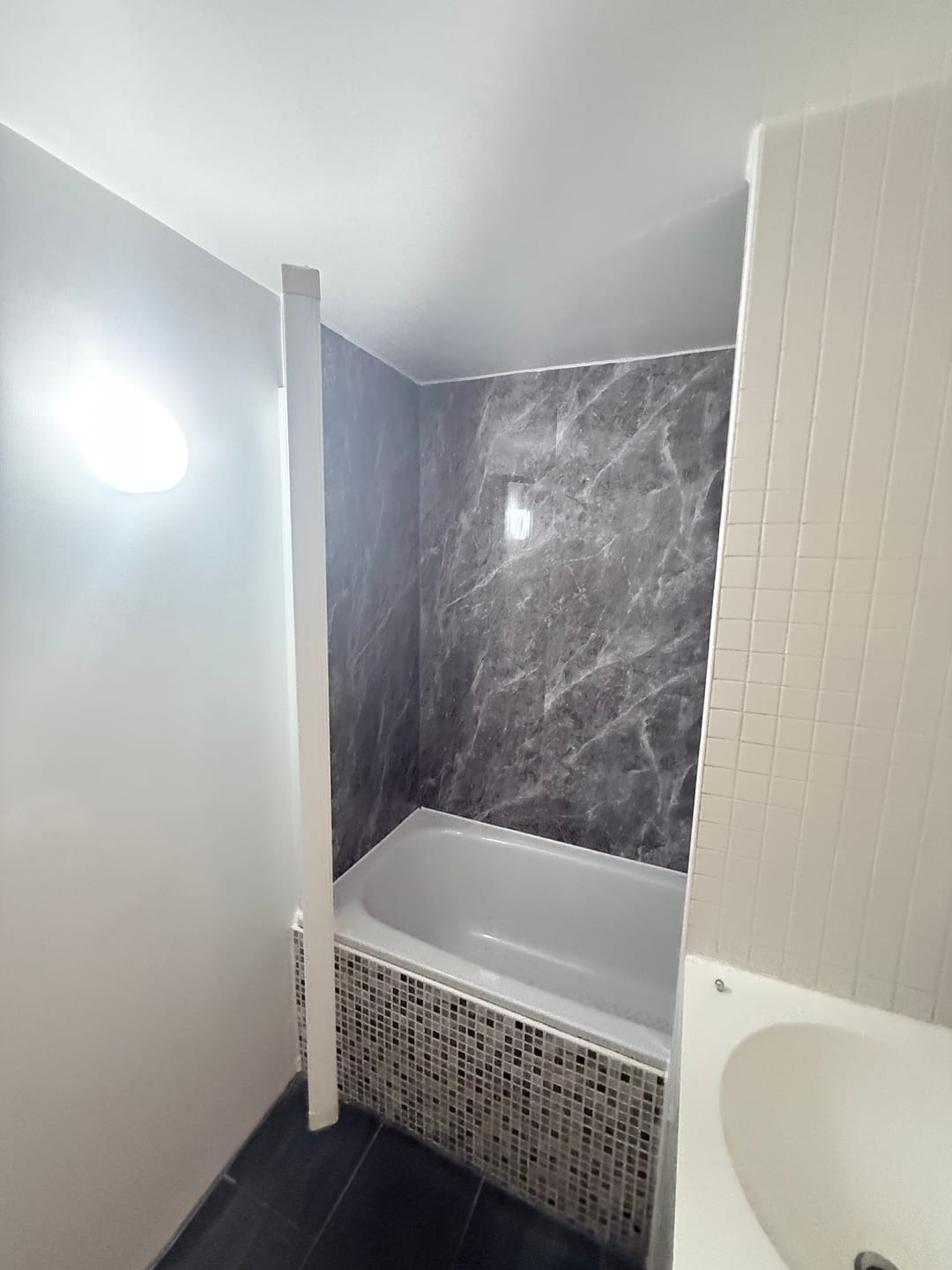 Customer photo review of Premium Pietra Marble Gloss Shower Wall Panel – 1M x 2.4M