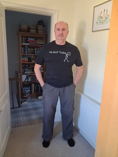 Customer photo review of No Golf Today T-Shirt