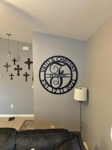 Customer photo review of Elaborate Name - Steel Sign