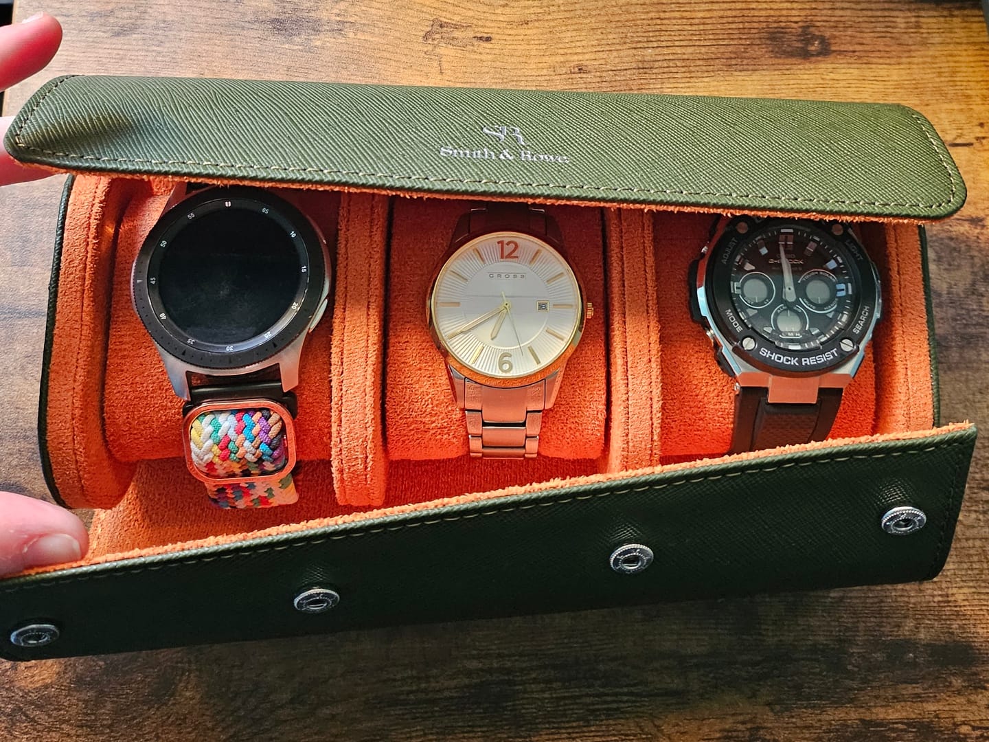 Customer photo review of Olive Green watch roll - 3 watches