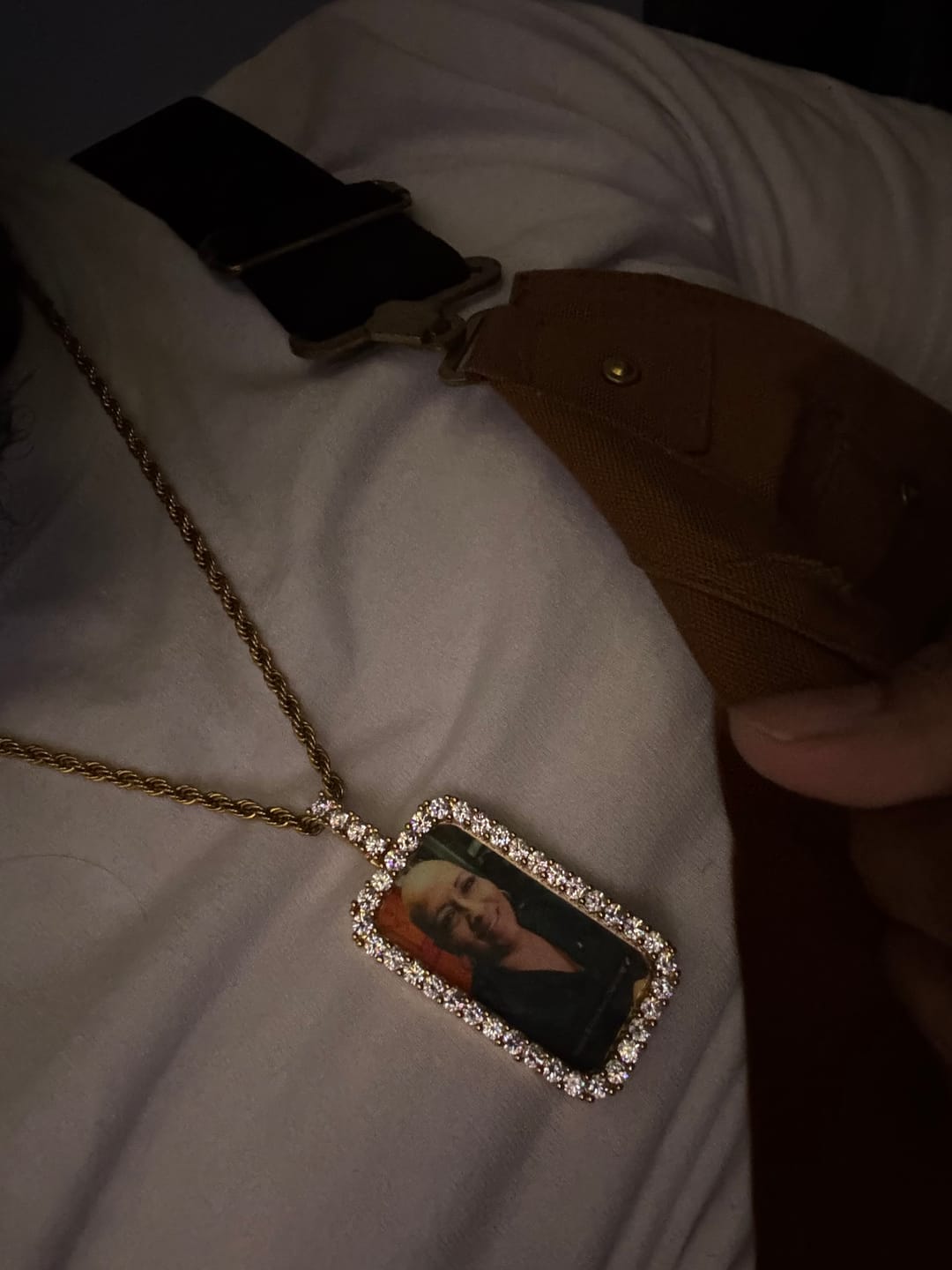 Customer photo review of Diamond Custom Image Rectangle Pendant