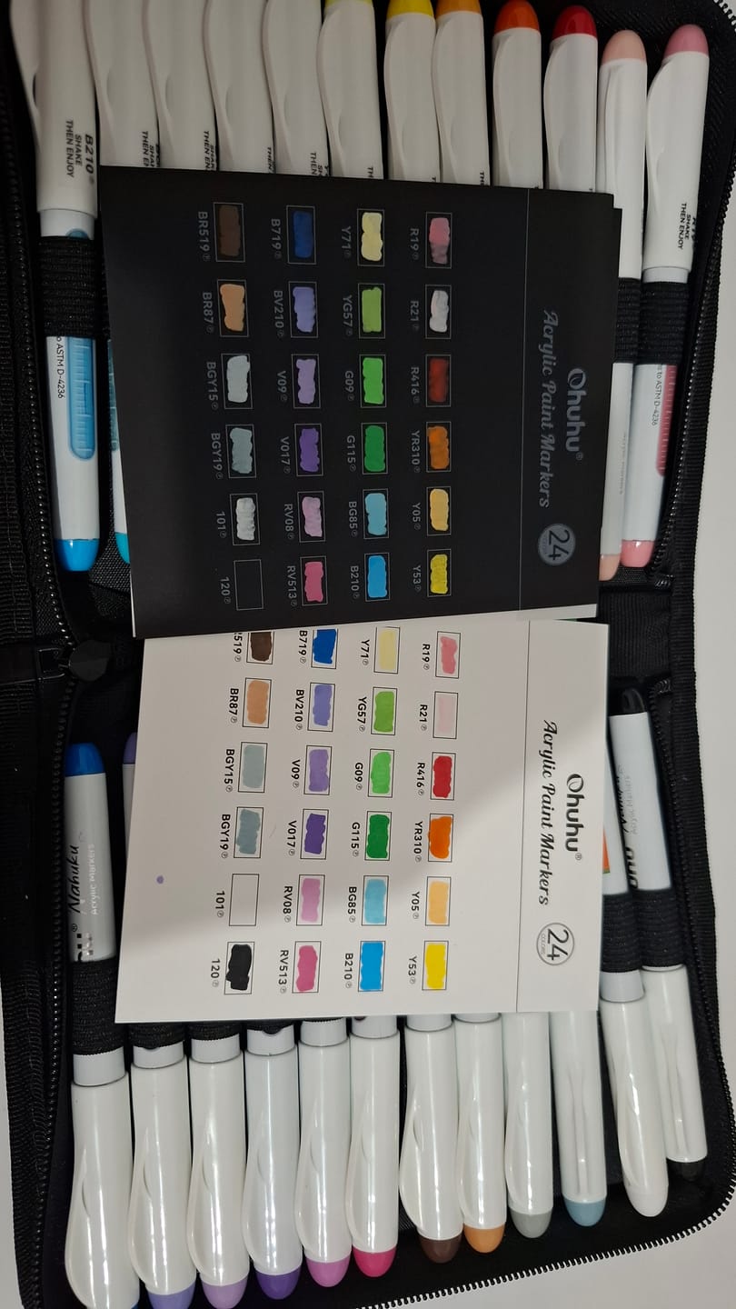 Customer photo review of Ohuhu Direct-ink Acrylic Markers 24 Colors - Nahuku