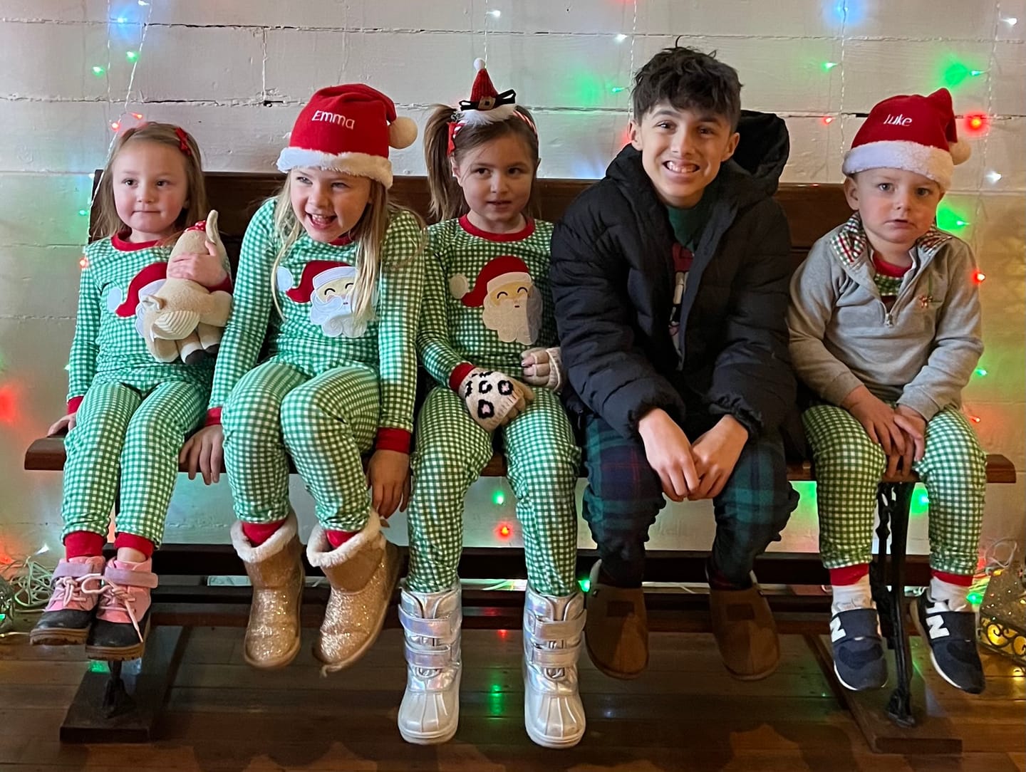 Customer photo review of Happy Santa Green Gingham Pajamas