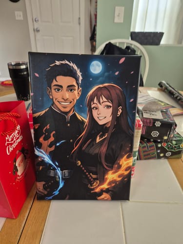 Customer photo review of Personalized Canvas - Portrait in Demon Slayer style