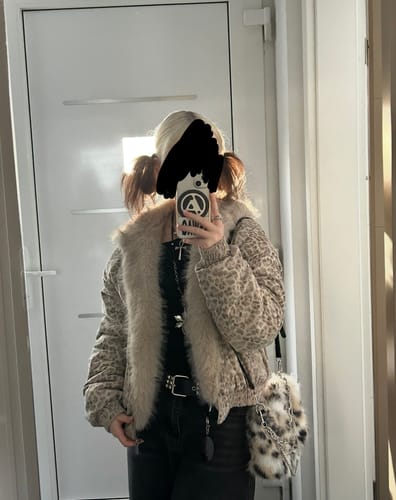 Customer photo review of Leopard Print Faux Fur Jacket