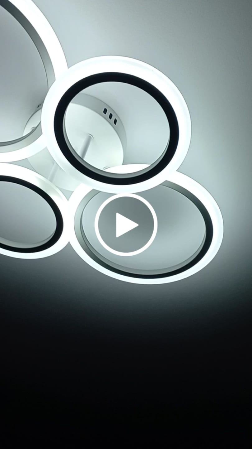 Customer video review of Lustra LED 2+2 CIRCLE Design Alb Echivalent 400W Telecomanda