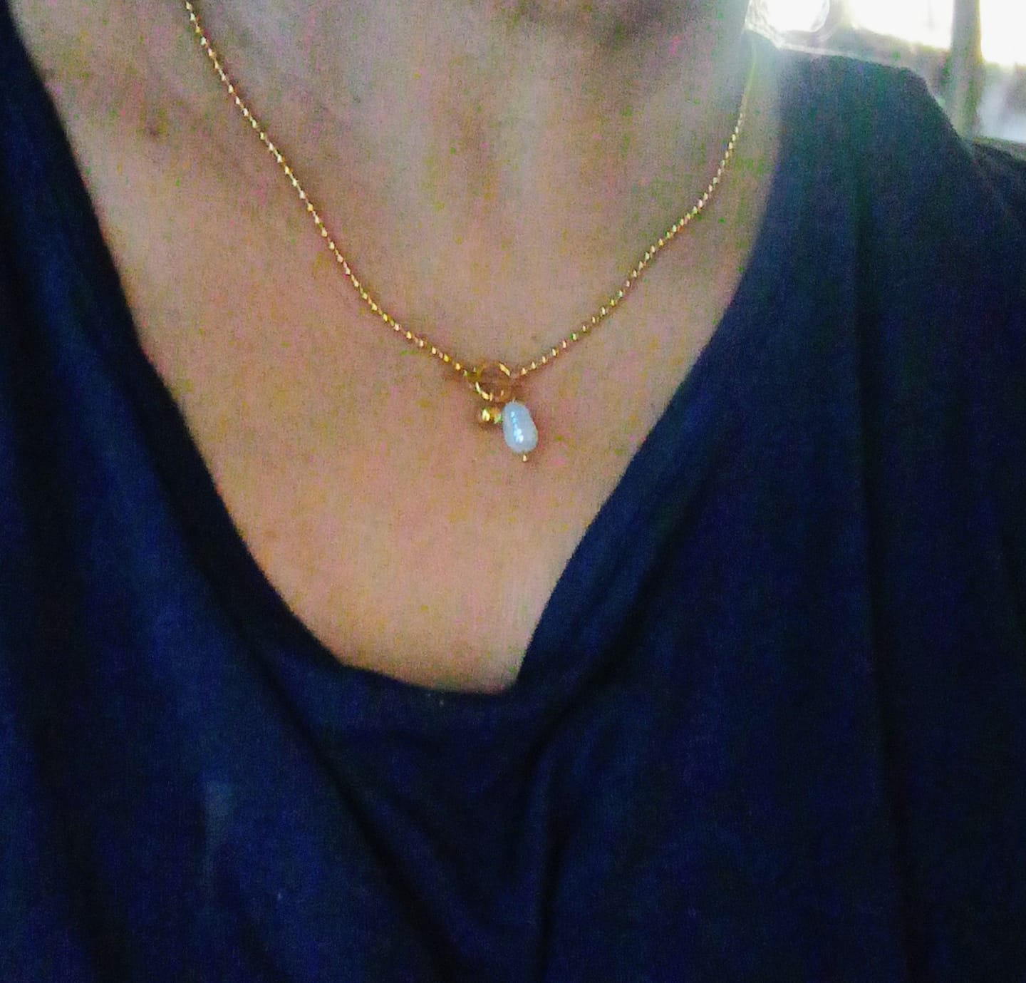 Customer photo review of Dainty Beaded Pearl Chain