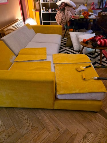 Customer photo review of Fabric Paint -- Mustard Yellow