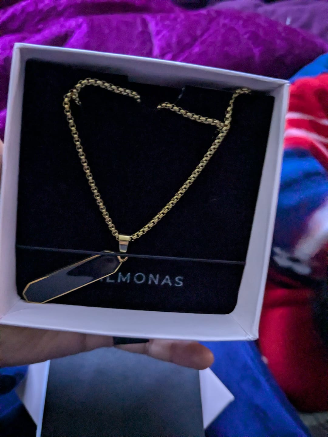 Customer photo review of Midnight Prism Necklace- Gold