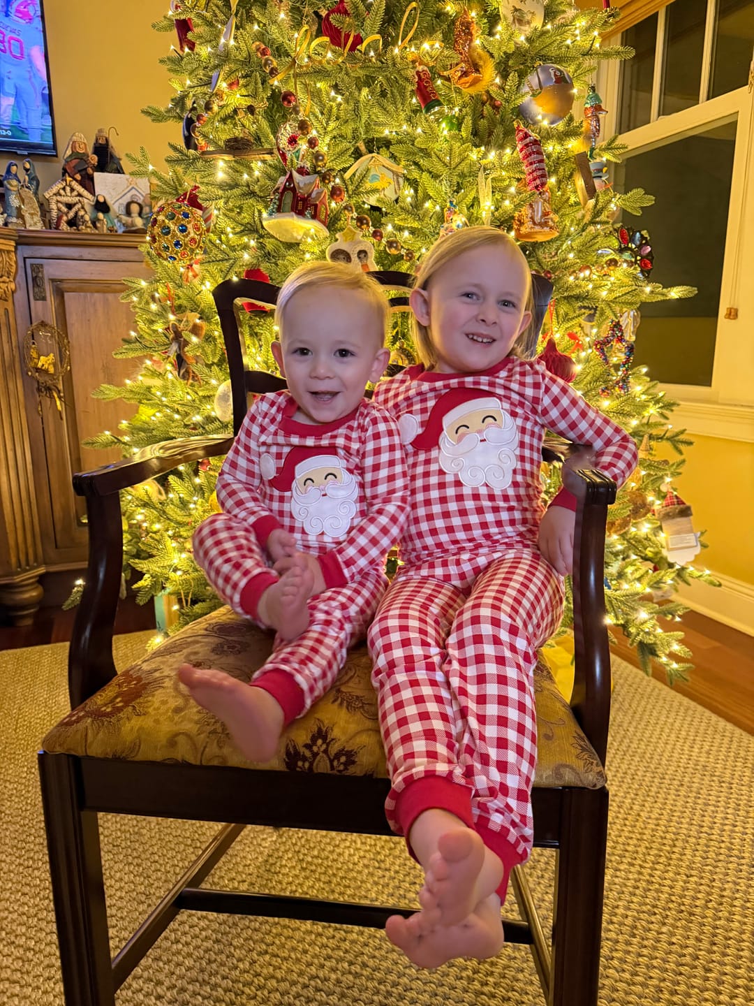 Customer photo review of Happy Santa Red Gingham Pajamas