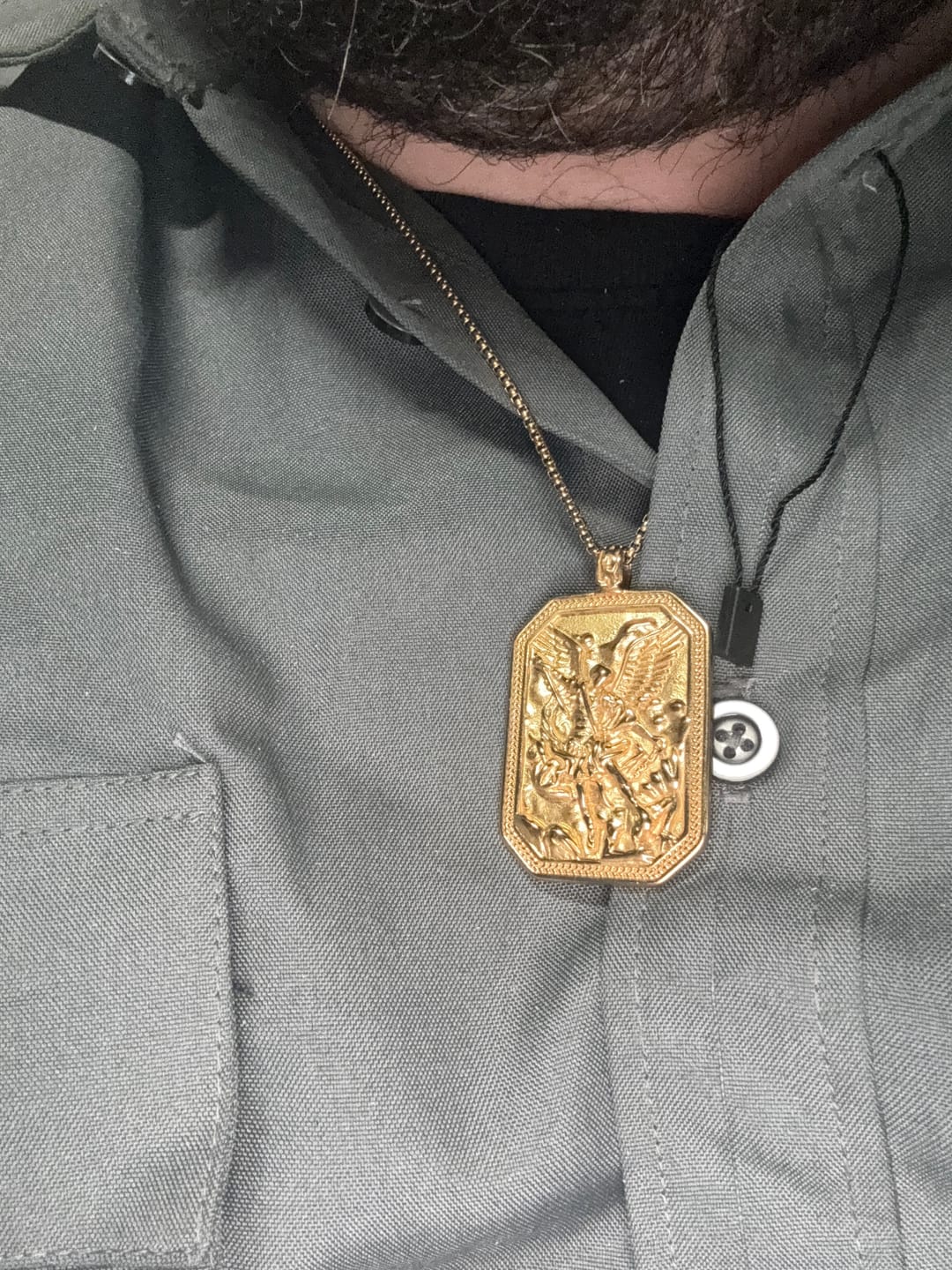 Customer photo review of FREE Today: Classic Style St. Michael the Archangel Protection Stainless Steel Pendant Necklace