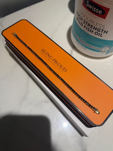 Customer photo review of Black Moissanite Tennis Chain Bracelet in 14K Gold - 3mm