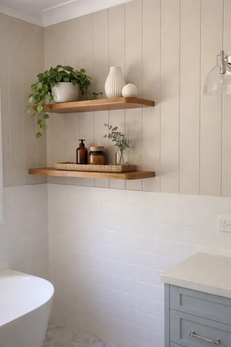 Customer photo review of Curved Floating Shelf (Spotted Gum)