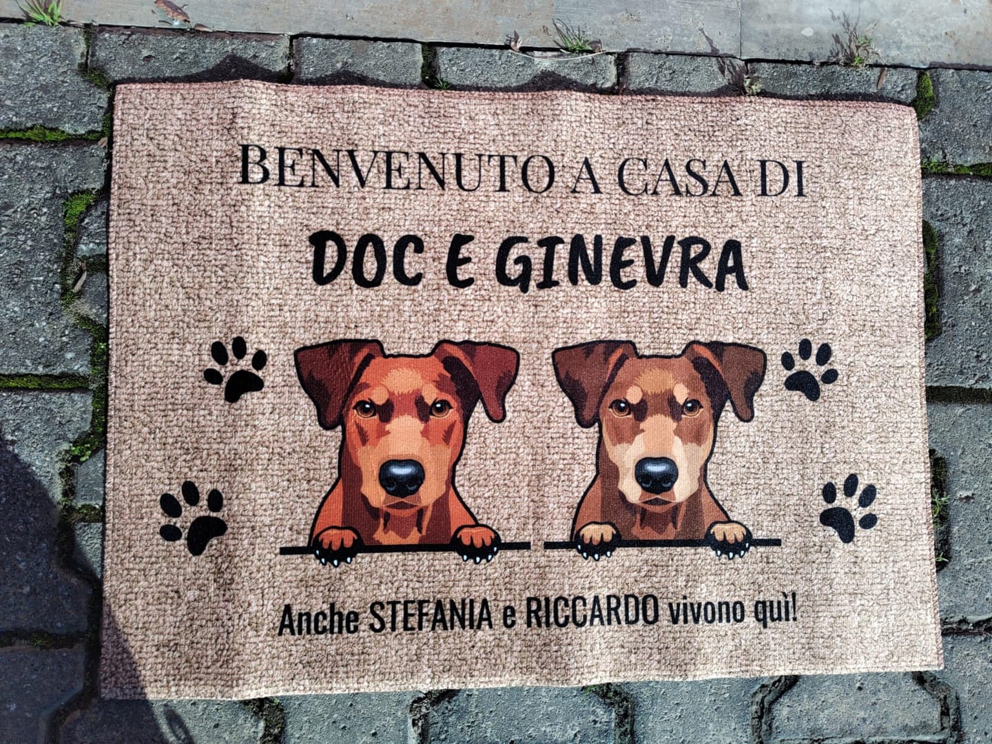 Customer photo review of Benvenuti da – Zerbino personalizzato