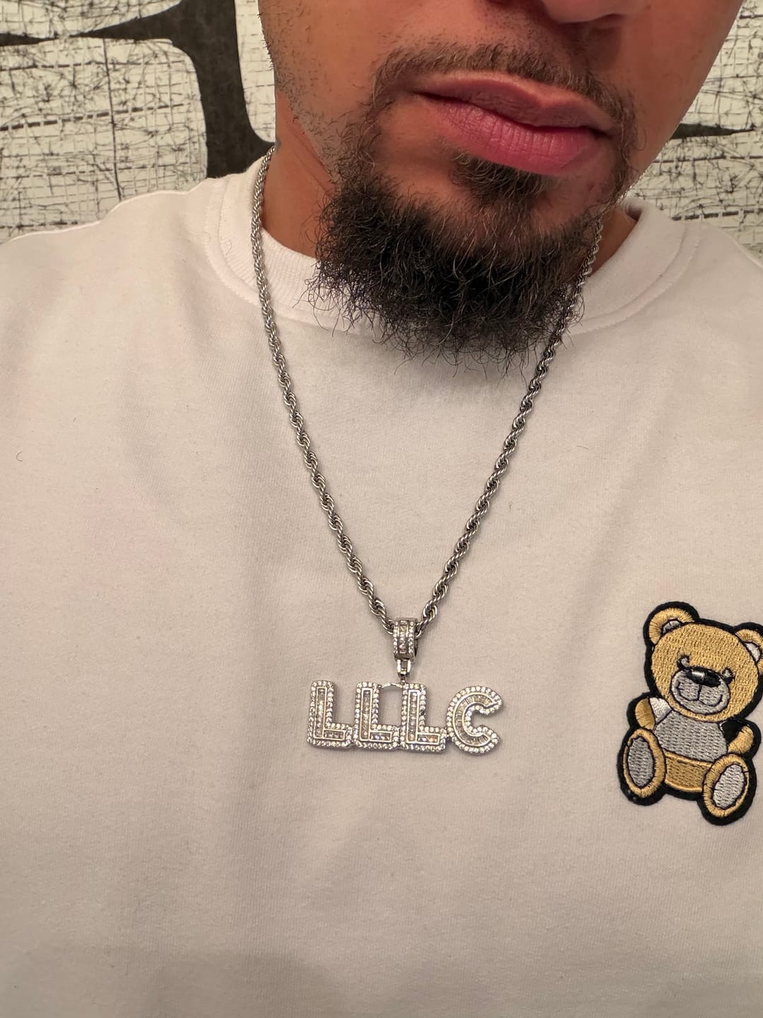 Customer photo review of Custom Baguette Font Pendant