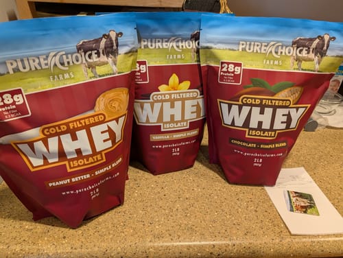 Customer photo review of 3 Flavor Whey Protein Isolate Combos