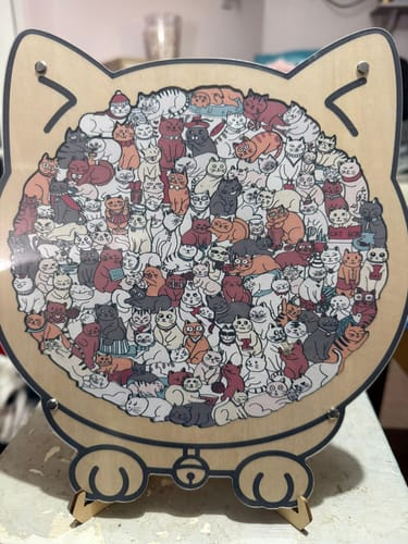 Customer photo review of Morandi-Colored Cute Cat Shaped Wooden Jigsaw Puzzle