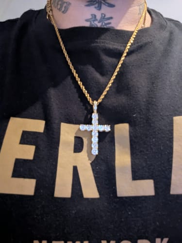 Customer photo review of Iced Cross Pendant | Gold