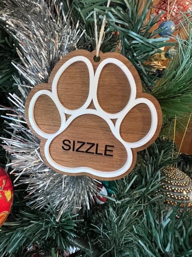 Customer photo review of Personalised Paw Print Bauble