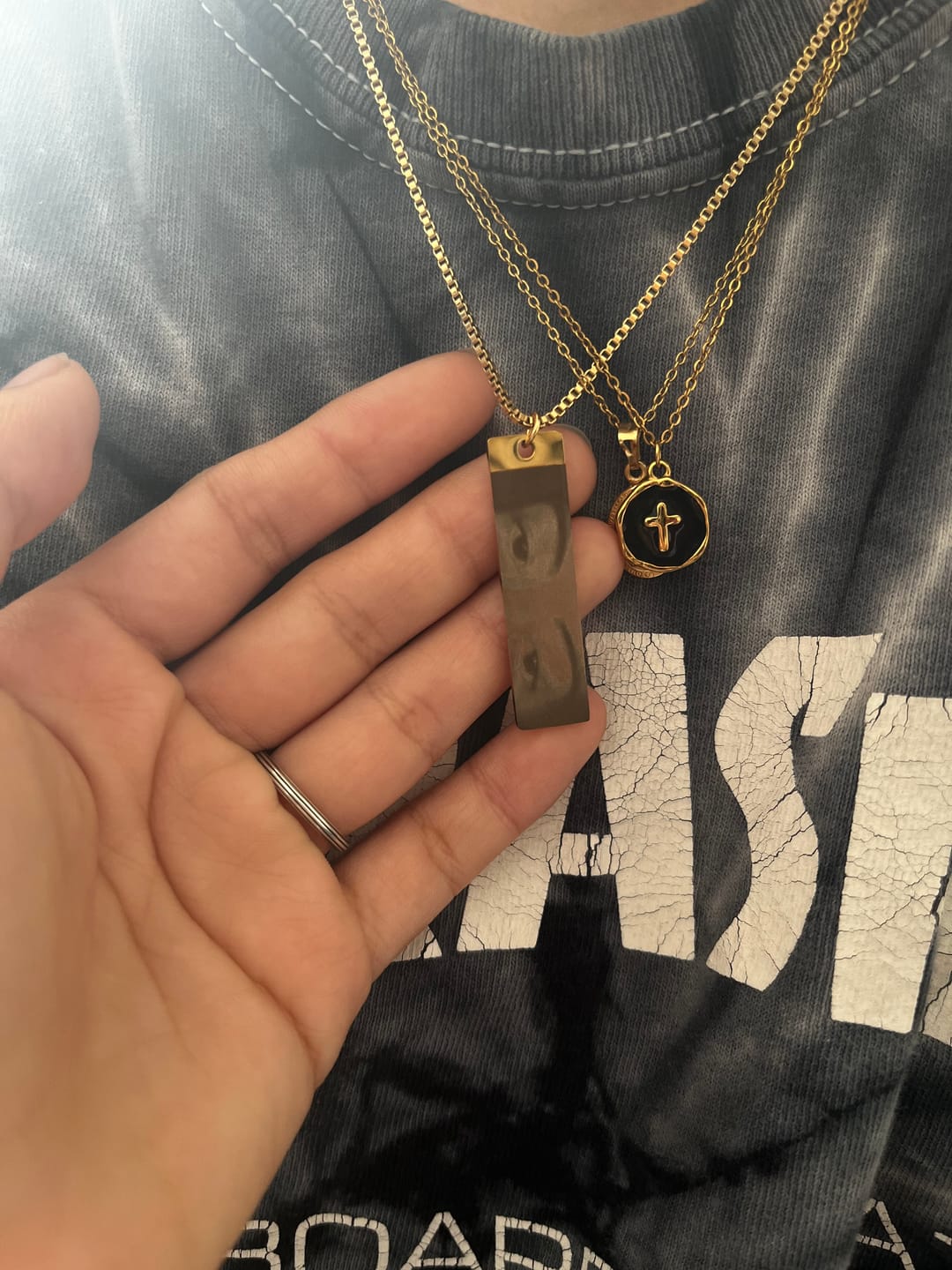 Customer photo review of Personalized Eye Photo Necklace