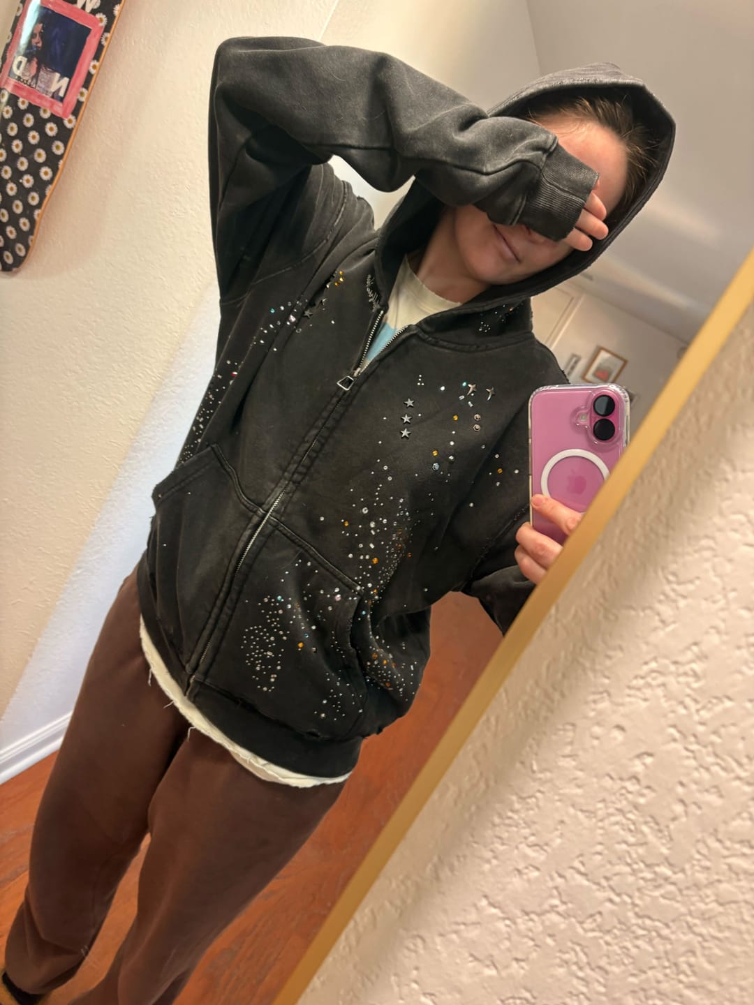Customer photo review of Aelfric Eden Rhinestone Boxy Zip Up V302 Hoodie
