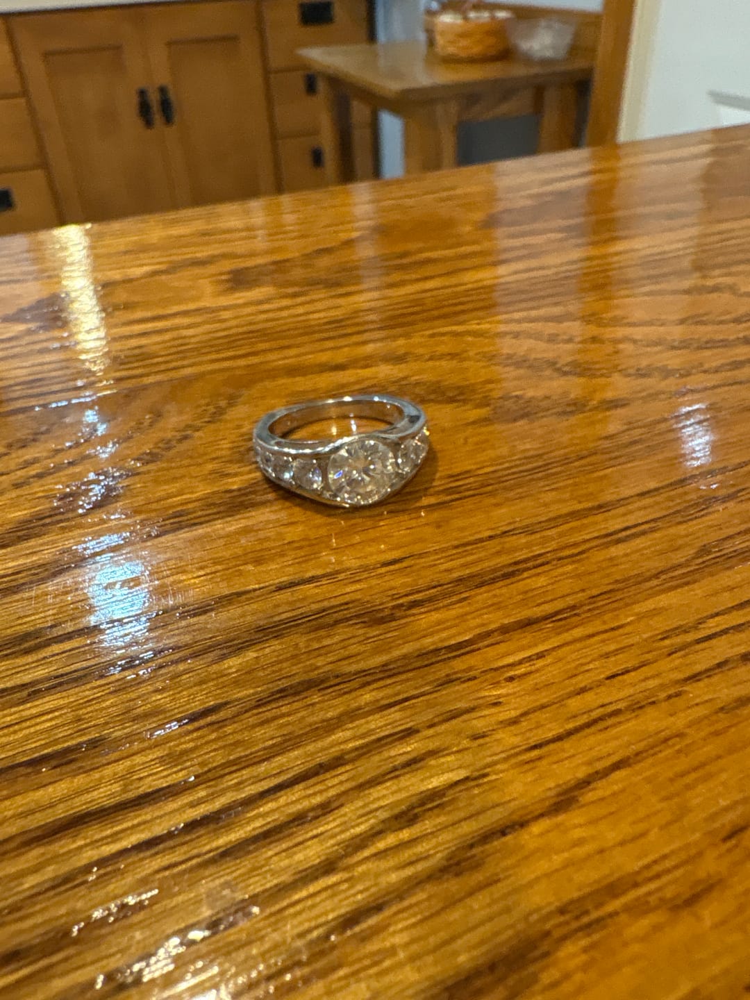 Customer photo review of Bezel Round Moissanite Channel Euro Shank Engagement Ring