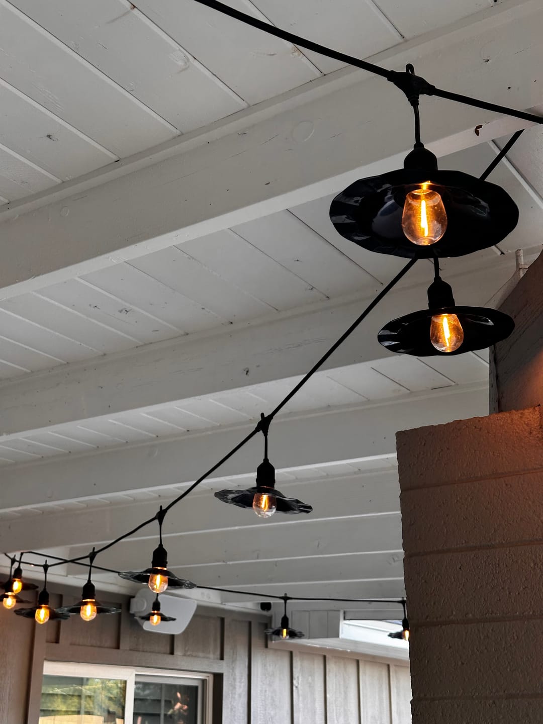 Customer photo review of Patio Metal Light Bulb Shade for Outdoor Commercial String Lights, E26, Black