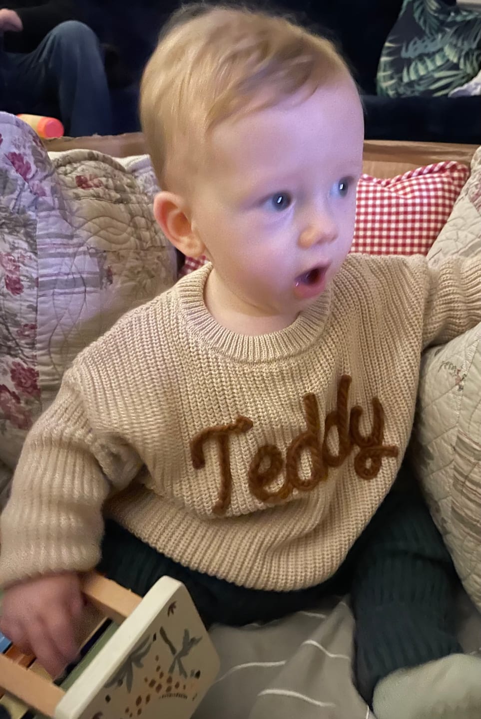 Customer photo review of Hand Knitted Personalized Sweater
