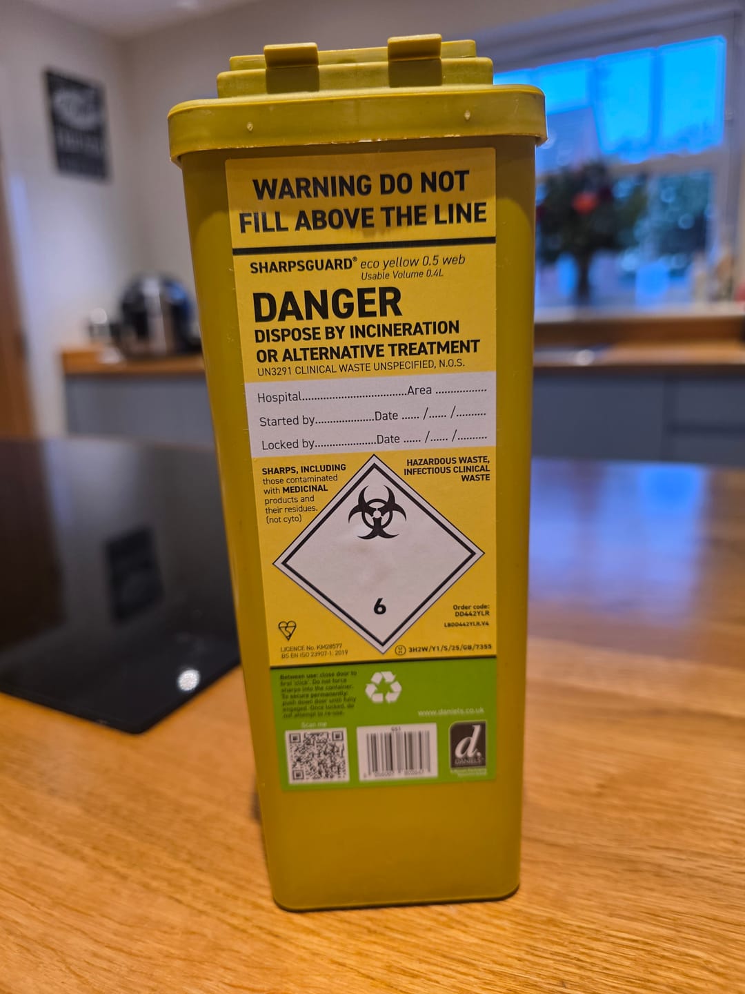 Customer photo review of Sharpsguard Yellow 0.5 Ltr Sharps Bin