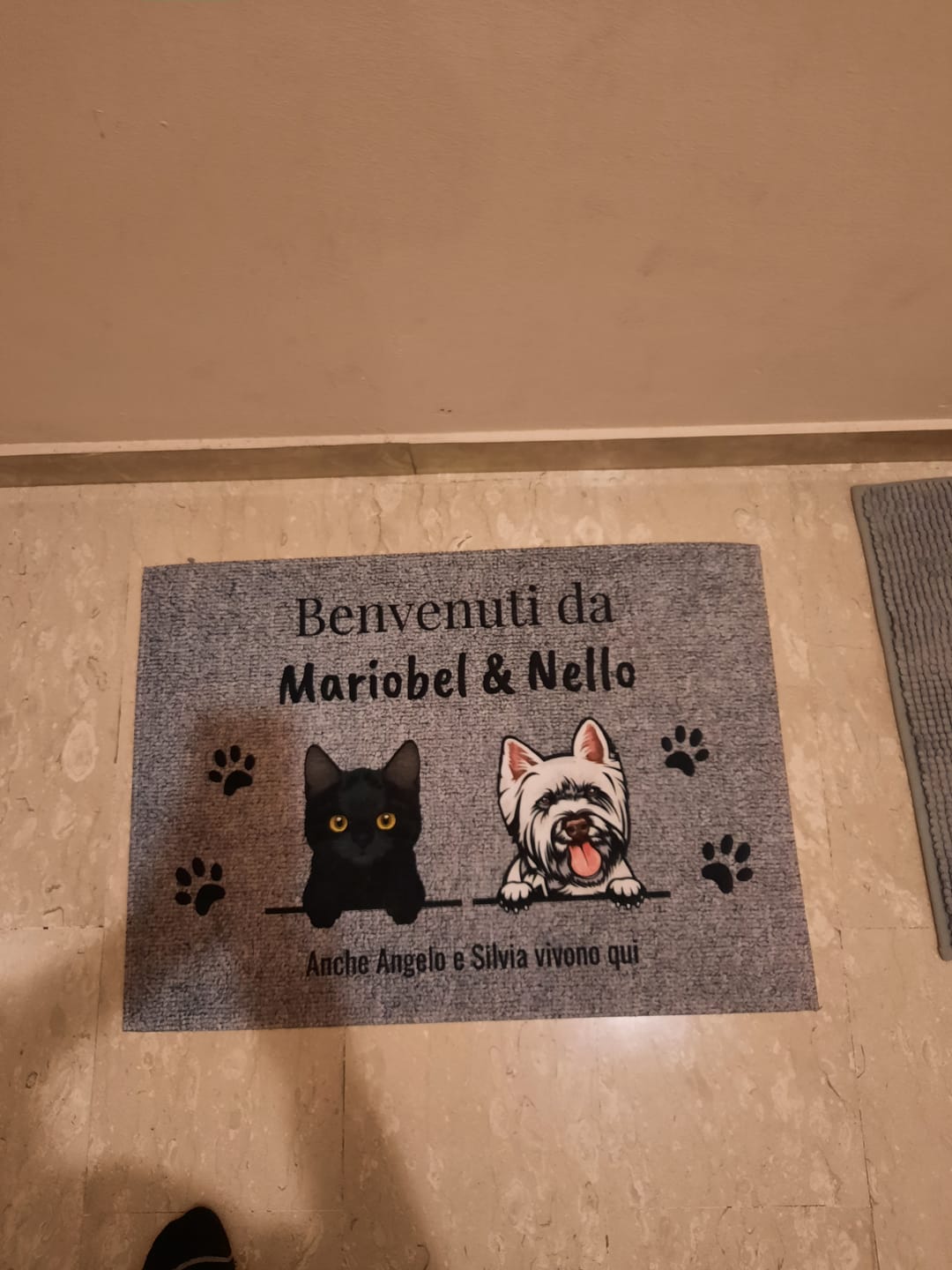 Customer photo review of Benvenuti da – Zerbino personalizzato