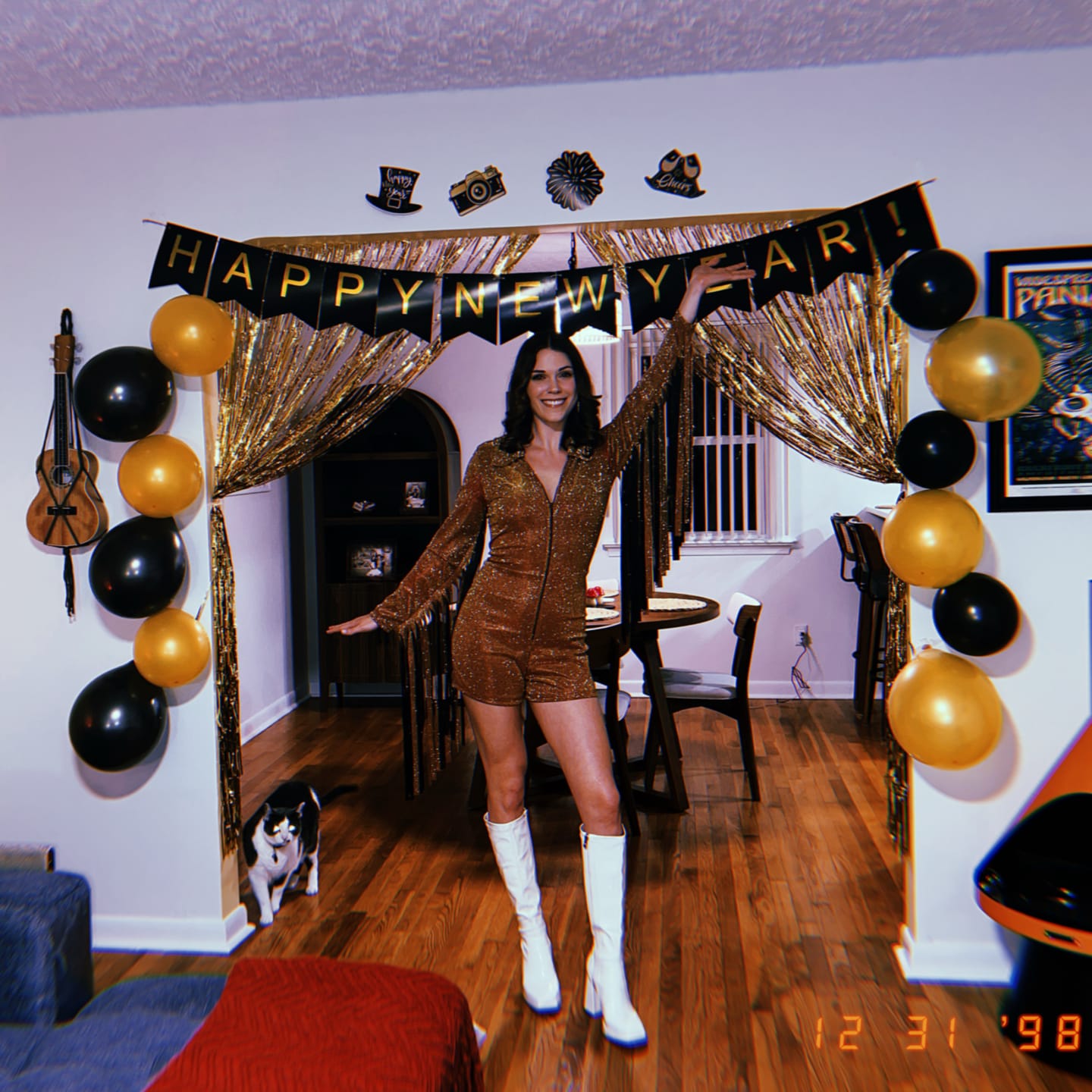 Customer photo review of Glitter Fringe Romper in Orange