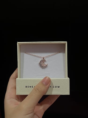 Customer photo review of Luna Crescent Necklace