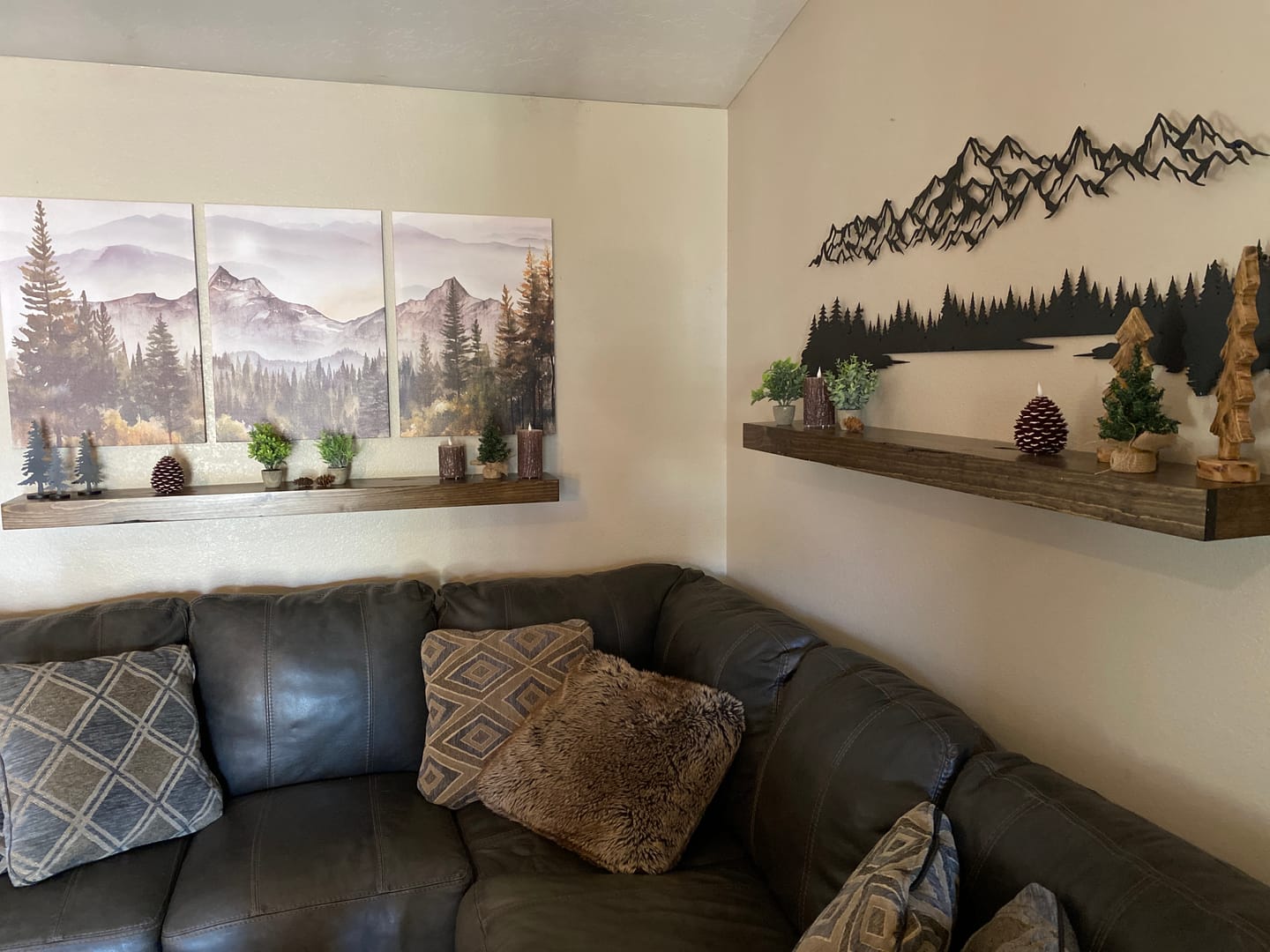 Customer photo review of Distressed 3" Thick Floating Shelves