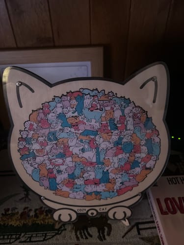 Customer photo review of Morandi-Colored Cat Shaped Wooden Jigsaw Puzzle