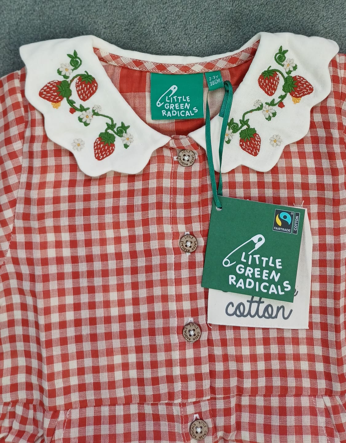 Customer photo review of Little Red Check Button Through Short Sleeve Dress