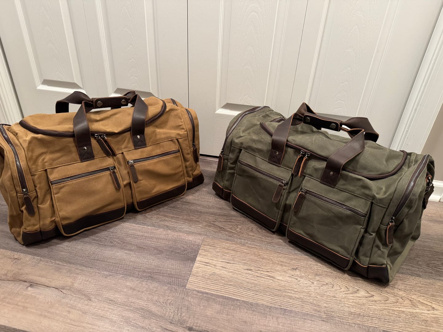 Customer photo review of The Weekender - Waxed Canvas Leather Duffel