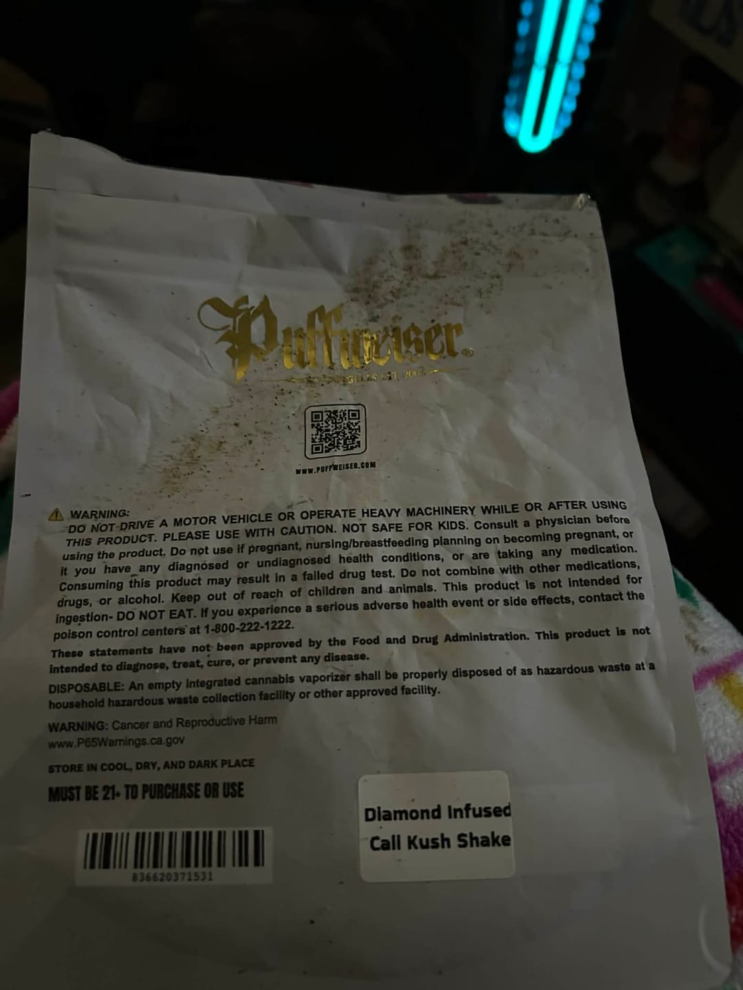 Customer photo review of 💎Cali Kush - Diamond Infused Shake