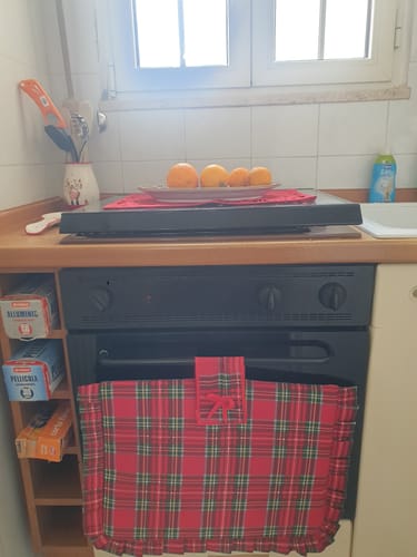 Customer photo review of Copriforno e coprifornelli Natale Tartan scozzese cotone 80% e poliestere 20%