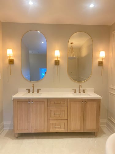 Customer photo review of Bridgeport SLIM 72" White Oak Bathroom Vanity, Double Sink