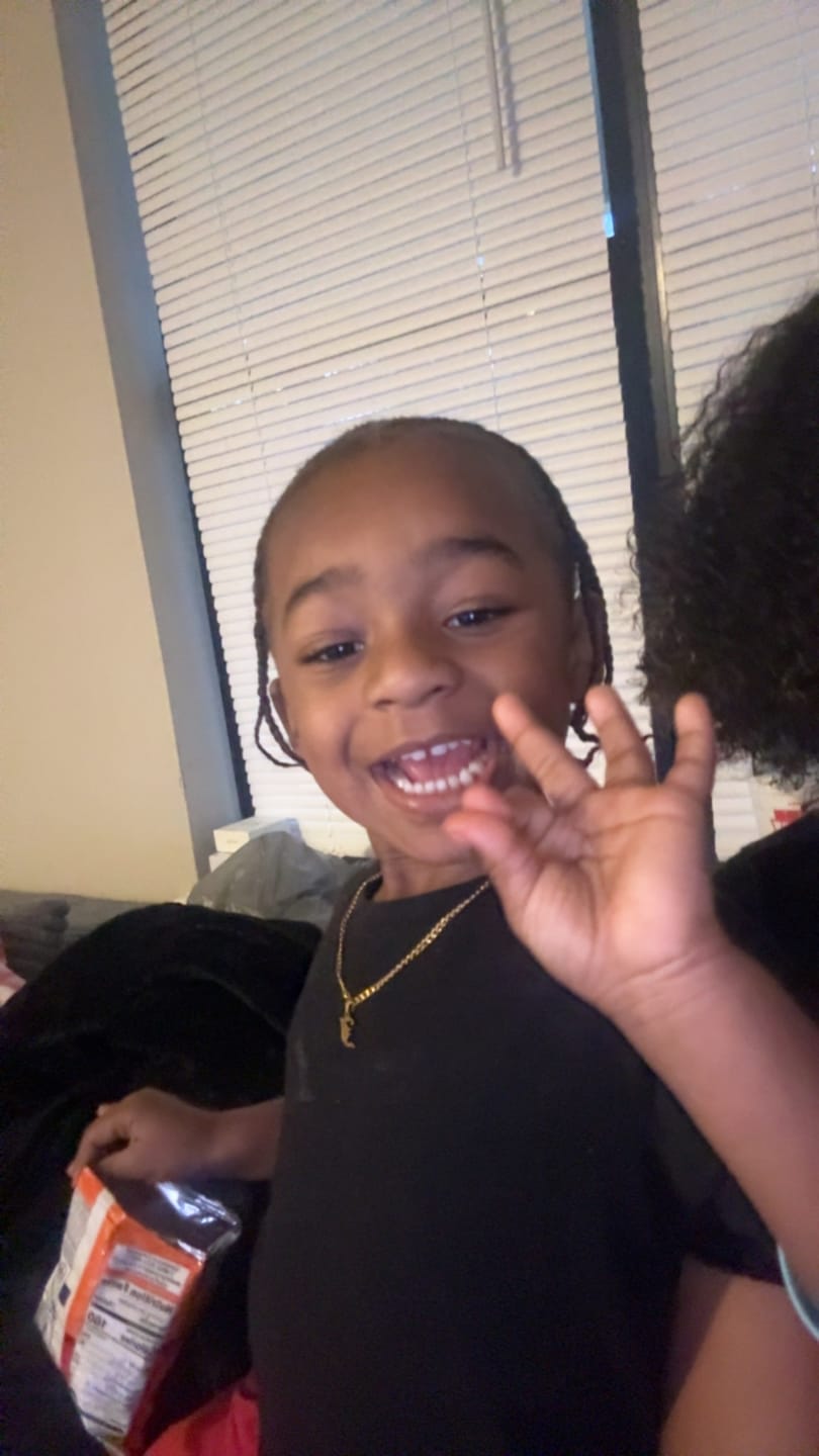 Customer photo review of Kids Gothic Letter Necklace w/ Cuban Chain