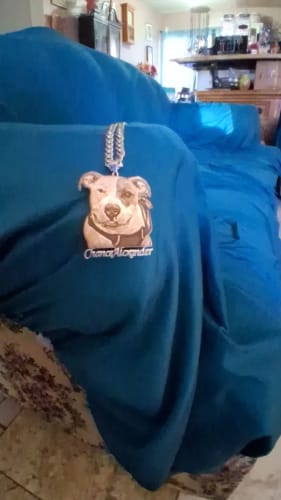 Customer photo review of Custom Picture Nameplate Pendant Custom Photo Necklace Engraved Portrait Necklace Christmas Gift for Kids Jewelry Family Gifts