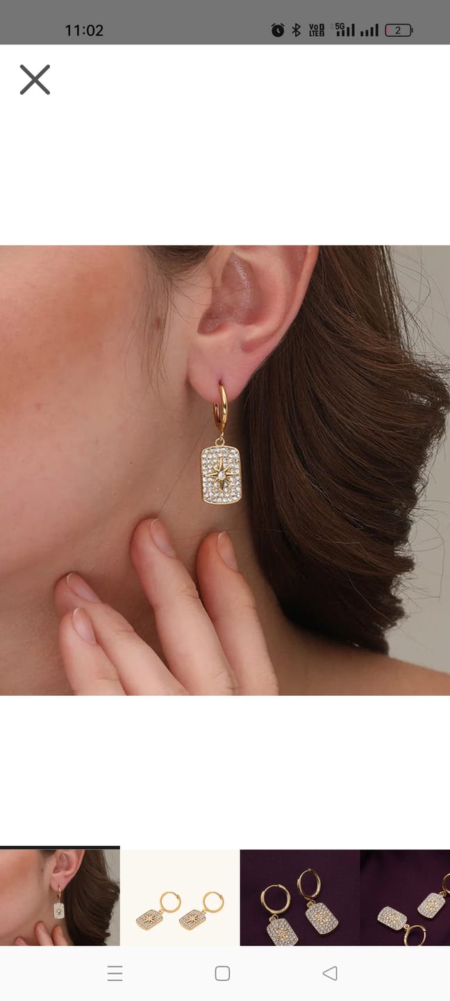 Customer photo review of Stones Sparkle Dangle Earrings