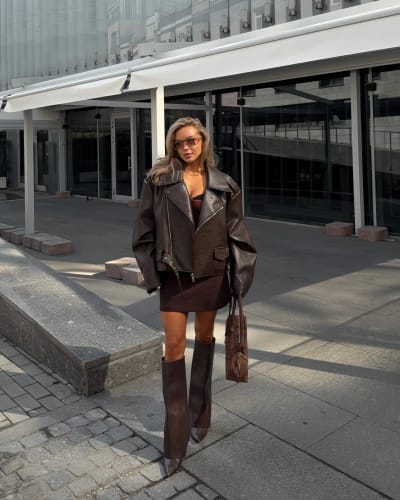 Customer photo review of Karen Vegan Leather Jacket