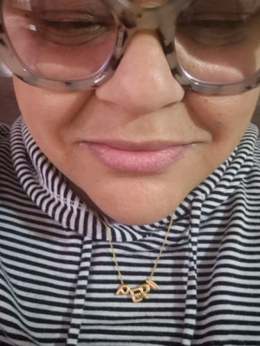 Customer photo review of Bubble Letter Necklaces Custom 3D Bubble Letters Balloon Name Necklaces for Women Girls 14K Gold Name Personalized Jewelry Gift