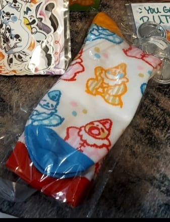 Customer photo review of Cute Lil Clown Socks!