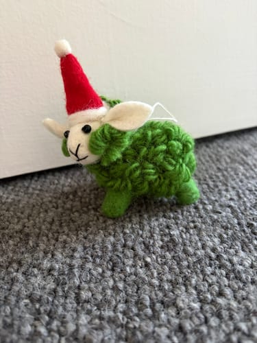 Customer photo review of Felt Green Sheep Christmas Ornament
